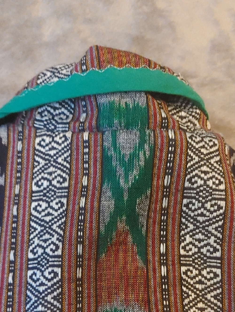 Boho Woven Patchwork Vest with Teal Trim - Picture 11 of 14